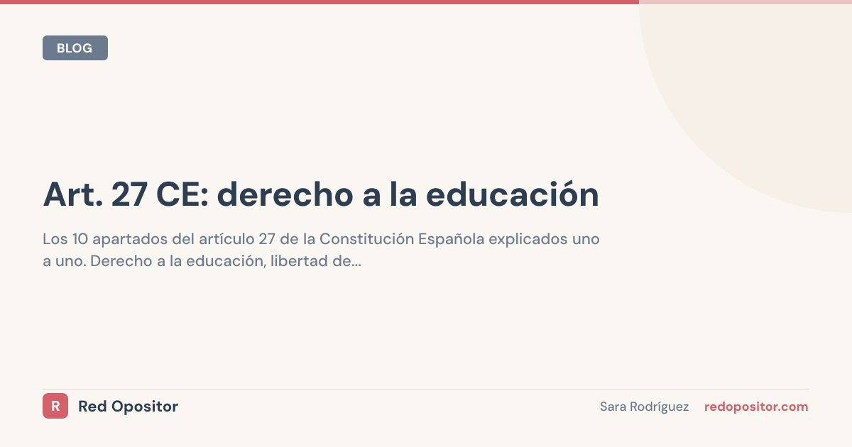 Art. 27 CE: 10 apartados educación | Test Oposiciones