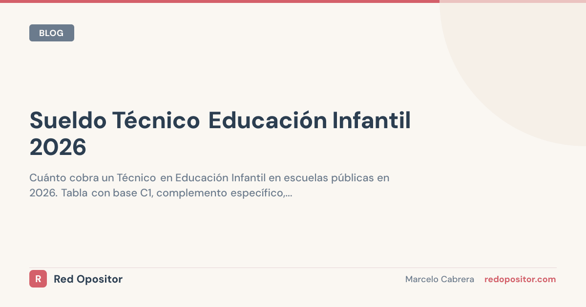 Sueldo técnico educación infantil 2026: 1.500€-2.200€ netos