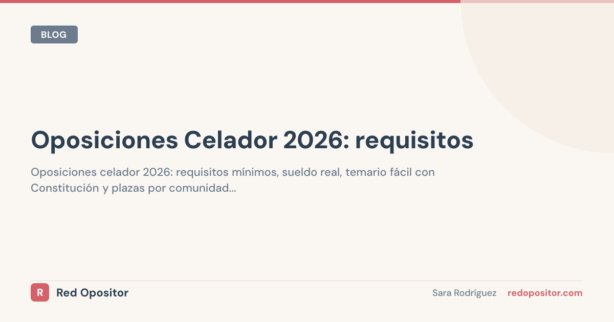 Oposiciones celador 2026: 6.000 plazas, sólo ESO y 1.400€ netos